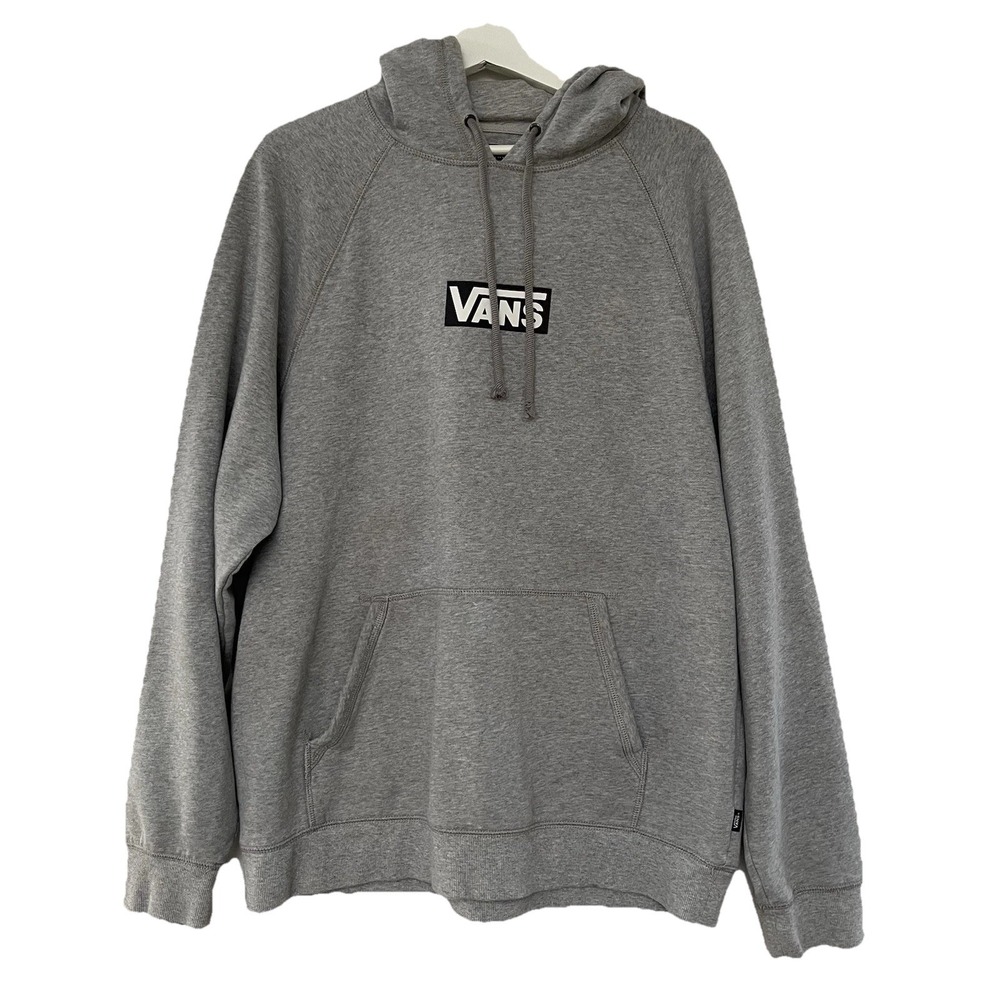 Vans Hoodie Mens XXL Gray Versa Fleece Long Sleeves Pocket Sweatshirt Skater